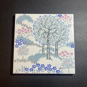 Piemme Italy Rare Ceramic Nature Floral Tree Design Square Tile Trivet 6 x 6"